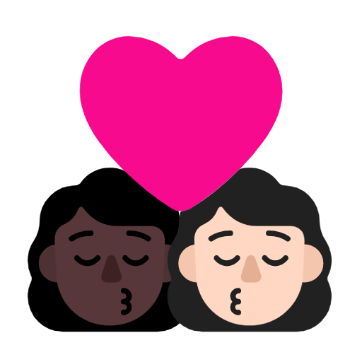 Поцелуй: женщина женщина очень темный тон кожи очень светлый тон кожи для Microsoft Windows 11 23H2 June 2024 Update