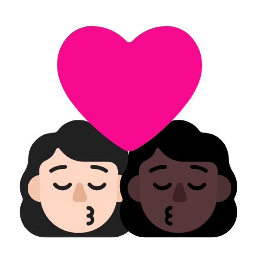 Поцелуй: женщина женщина очень светлый тон кожи очень темный тон кожи для Microsoft Windows 11 23H2 June 2024 Update