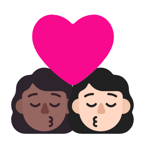 Поцелуй: женщина женщина темный тон кожи очень светлый тон кожи для Microsoft Windows 11 23H2 June 2024 Update