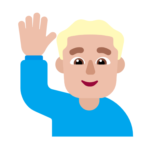 Чоловік з піднятою рукою: світлий тон шкіри для Microsoft Windows 11 23H2 June 2024 Update