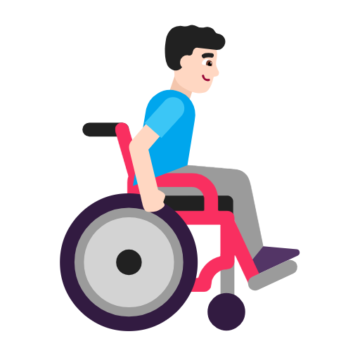 Мужчина в ручном инвалидном кресле смотрит вправо: светлый тон кожи для Microsoft Windows 11 23H2 June 2024 Update