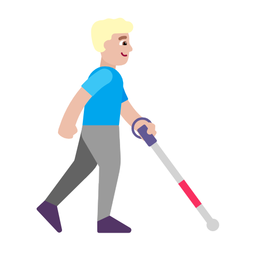 Мужчина с белой тростью смотрит вправо: средне-светлый тон кожи для Microsoft Windows 11 23H2 June 2024 Update