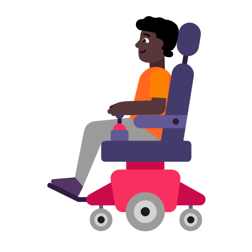 Человек в кресле-коляске с мотором: очень темный тон кожи для Microsoft Windows 11 23H2 June 2024 Update