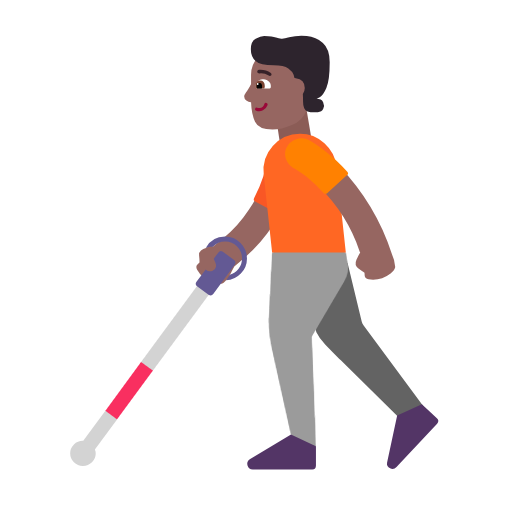 Человек с белой тростью: темный тон кожи для Microsoft Windows 11 23H2 June 2024 Update