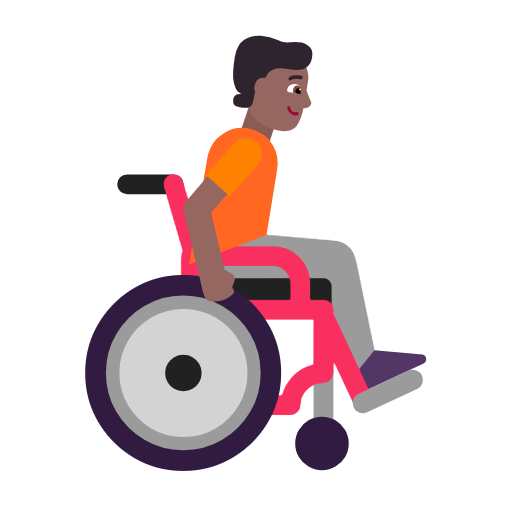 Людина в ручному інвалідному візку, дивиться вправо: середньо-темний тон шкіри для Microsoft Windows 11 23H2 June 2024 Update