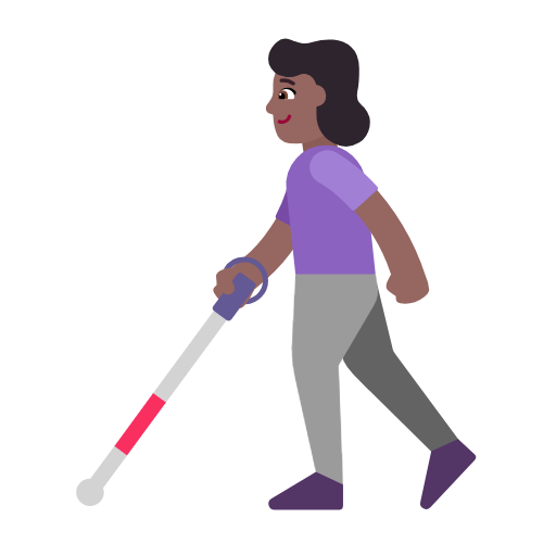 Жінка з тростиною для ходьби: темний тон шкіри для Microsoft Windows 11 23H2 June 2024 Update