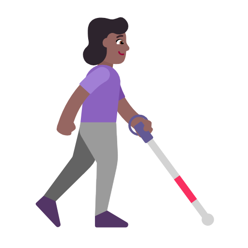 Женщина с белой тростью смотрит вправо: средне-темный тон кожи для Microsoft Windows 11 23H2 June 2024 Update