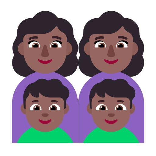 عائلة - امرأة: بشرة داكنة متوسطة، امرأة: بشرة داكنة متوسطة، صبي: بشرة داكنة متوسطة، صبي: بشرة داكنة متوسطة