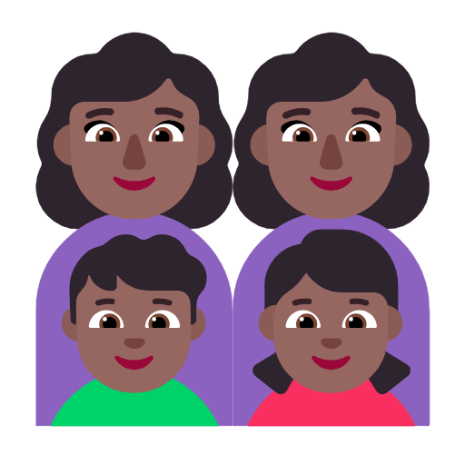 عائلة - امرأة: بشرة داكنة متوسطة، امرأة: بشرة داكنة متوسطة، صبي: بشرة داكنة متوسطة، فتاة: بشرة داكنة متوسطة