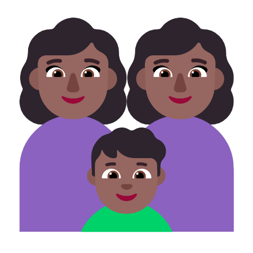 عائلة - امرأة: بشرة داكنة متوسطة، امرأة: بشرة داكنة متوسطة، صبي: بشرة داكنة متوسطة