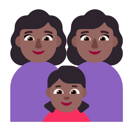 عائلة - امرأة: بشرة داكنة متوسطة، امرأة: بشرة داكنة متوسطة، فتاة: بشرة داكنة متوسطة
