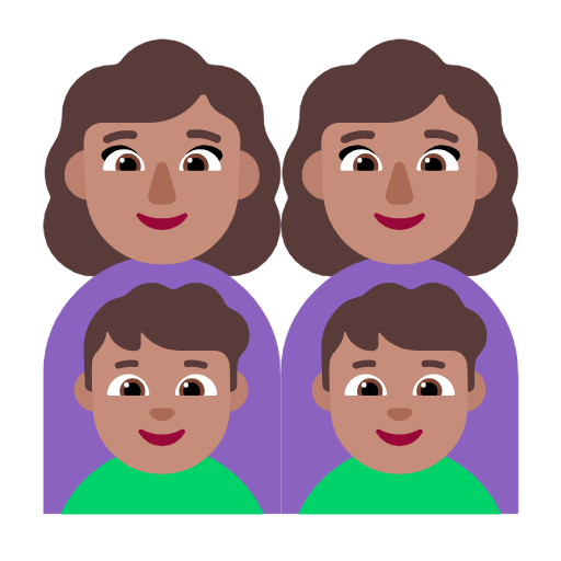 عائلة - امرأة: بشرة متوسطة، امرأة: بشرة متوسطة، صبي: بشرة متوسطة، صبي: بشرة متوسطة