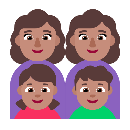 عائلة - امرأة: بشرة متوسطة، امرأة: بشرة متوسطة، فتاة: بشرة متوسطة، صبي: بشرة متوسطة