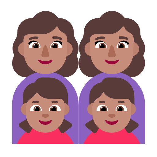 عائلة - امرأة: بشرة متوسطة، امرأة: بشرة متوسطة، فتاة: بشرة متوسطة، فتاة: بشرة متوسطة