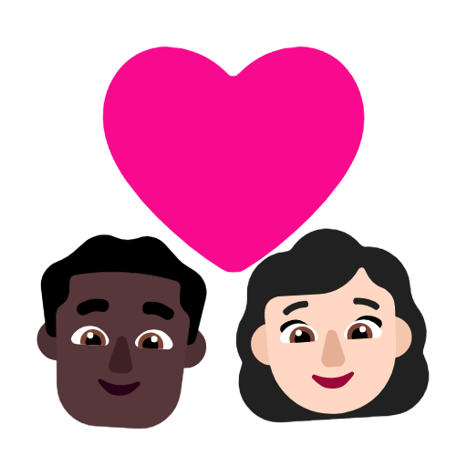 Пара з серцем-чоловік: темний тон шкіри, жінка: світлий тон шкіри для Microsoft Windows 11 24H2 August 2025 Update