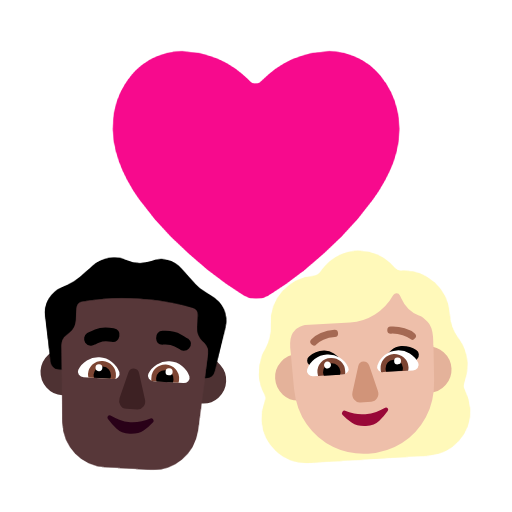 Пара з серцем-чоловік: темний тон шкіри, жінка: середньо-світлий тон шкіри для Microsoft Windows 11 24H2 August 2025 Update