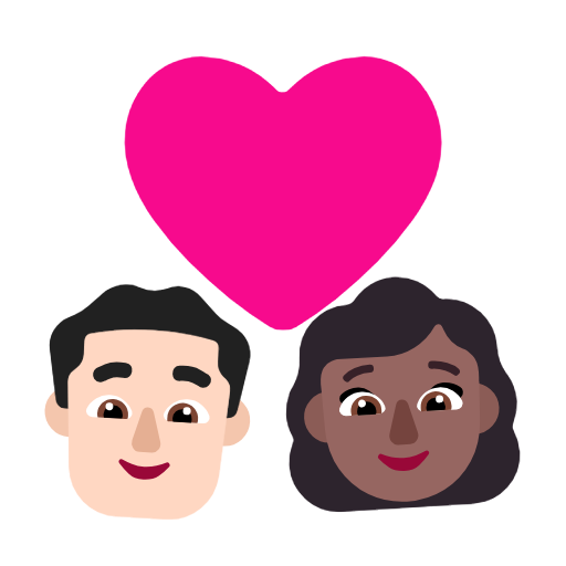 Пара з серцем-чоловік: світлий тон шкіри, жінка: середньо-темний тон шкіри для Microsoft Windows 11 24H2 August 2025 Update