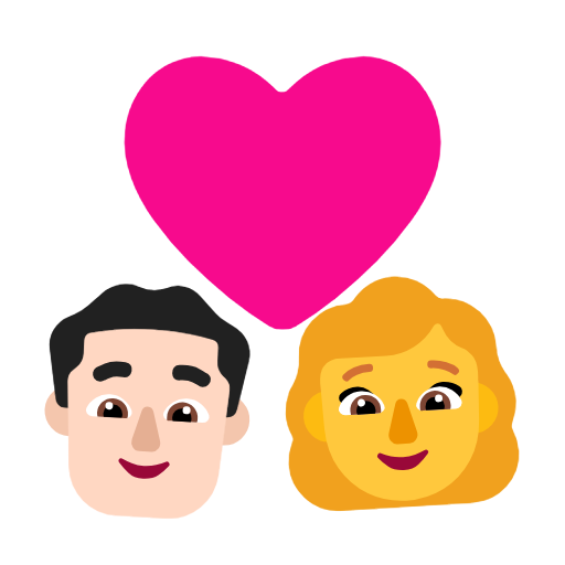 Пара з серцем-чоловік: світлий тон шкіри, жінка: без тону шкіри для Microsoft Windows 11 24H2 August 2025 Update