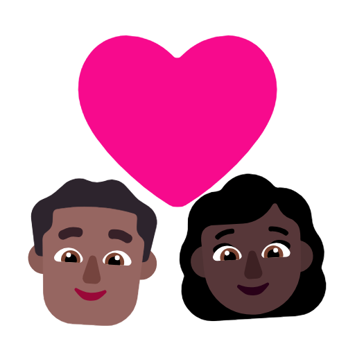 Casal com coração - Homem: Tom de pele médio-escuro, Mulher: Tom de pele escuro para Microsoft Windows 11 24H2 August 2025 Update