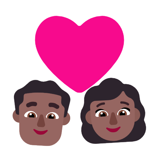 Пара з серцем-чоловік: середньо-темний тон шкіри, жінка: середньо-темний тон шкіри для Microsoft Windows 11 24H2 August 2025 Update