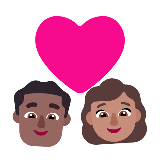 Пара з серцем-чоловік: середньо-темний тон шкіри, жінка: середній тон шкіри для Microsoft Windows 11 24H2 August 2025 Update