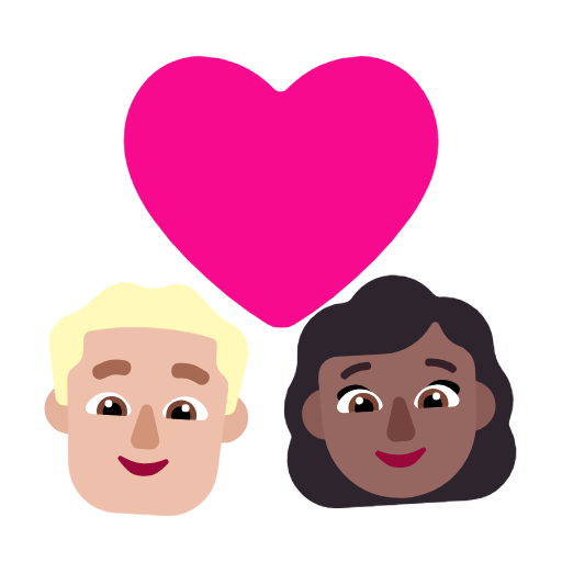 Пара з серцем-чоловік: середньо-світлий тон шкіри, жінка: середньо-темний тон шкіри для Microsoft Windows 11 24H2 August 2025 Update