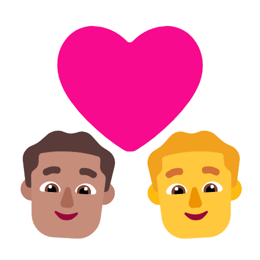 Casal com coração - Homem: Tom de pele médio, Homem: Sem tom de pele para Microsoft Windows 11 24H2 August 2025 Update