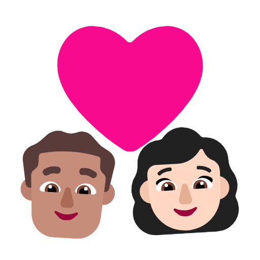 Casal com coração - Homem: Tom de pele médio, Mulher: Tom de pele claro para Microsoft Windows 11 24H2 August 2025 Update