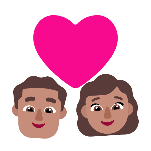 Casal com coração - Homem: Tom de pele médio, Mulher: Tom de pele médio para Microsoft Windows 11 24H2 August 2025 Update