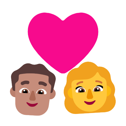 Casal com coração - Homem: Tom de pele médio, Mulher: Sem tom de pele para Microsoft Windows 11 24H2 August 2025 Update