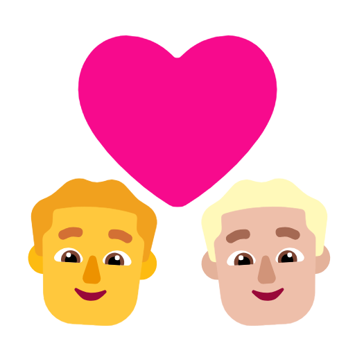 Casal com coração - Homem: Sem tom de pele, Homem: Tom de pele médio-claro para Microsoft Windows 11 24H2 August 2025 Update