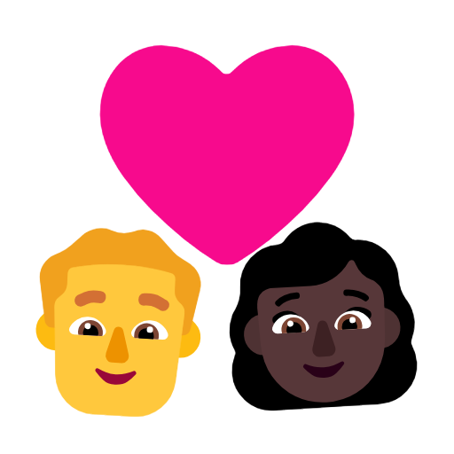 Casal com coração - Homem: Sem tom de pele, Mulher: Tom de pele escuro para Microsoft Windows 11 24H2 August 2025 Update