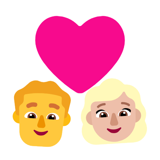 Casal com coração - Homem: Sem tom de pele, Mulher: Tom de pele médio-claro para Microsoft Windows 11 24H2 August 2025 Update