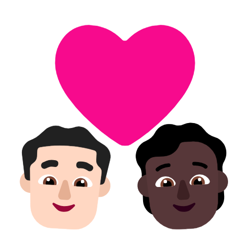Casal com coração: homem, pessoa, tom de pele claro, tom de pele escuro para Microsoft Windows 11 24H2 August 2025 Update