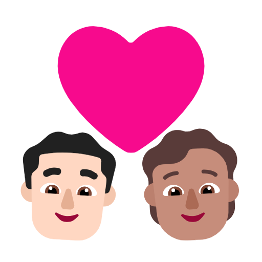 Casal com coração: homem, pessoa, tom de pele claro, tom de pele médio para Microsoft Windows 11 24H2 August 2025 Update