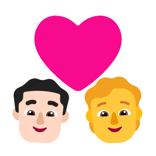 Casal com coração: homem, pessoa, tom de pele claro, sem tom de pele para Microsoft Windows 11 24H2 August 2025 Update
