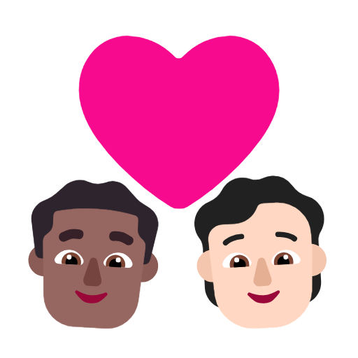 Casal com coração: homem, pessoa, tom de pele médio-escuro, tom de pele claro para Microsoft Windows 11 24H2 August 2025 Update