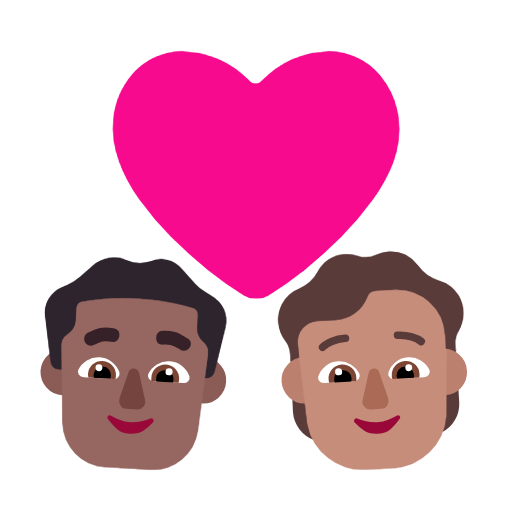 Пара з серцем: чоловік, особистість, середньо-темний тон шкіри, середній тон шкіри для Microsoft Windows 11 24H2 August 2025 Update