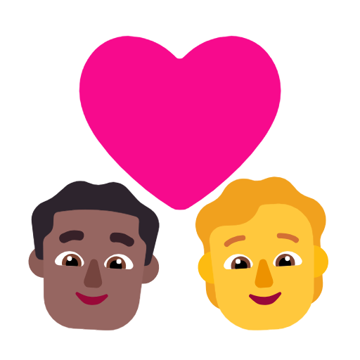Casal com coração: homem, pessoa, tom de pele médio-escuro, sem tom de pele para Microsoft Windows 11 24H2 August 2025 Update