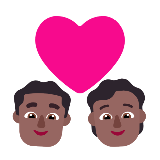 Пара з серцем: чоловік, особистість, середньо-темний тон шкіри для Microsoft Windows 11 24H2 August 2025 Update