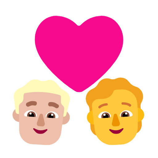Casal com coração: homem, pessoa, tom de pele médio-claro, sem tom de pele para Microsoft Windows 11 24H2 August 2025 Update