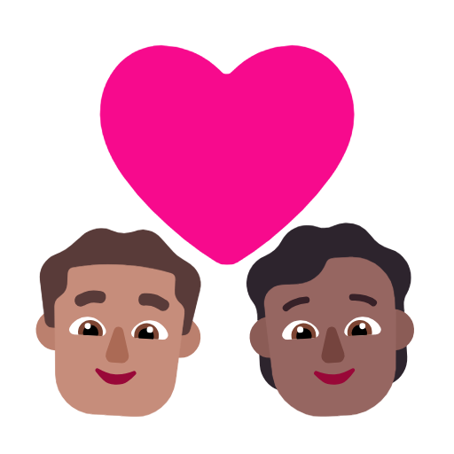 Пара з серцем: чоловік, Людина, середній тон шкіри, середньо-темний тон шкіри для Microsoft Windows 11 24H2 August 2025 Update