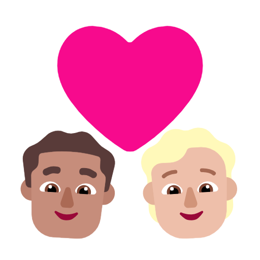 Casal com coração: homem, pessoa, tom de pele médio, tom de pele médio-claro para Microsoft Windows 11 24H2 August 2025 Update
