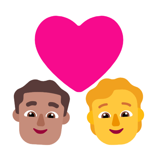 Casal com coração: homem, pessoa, tom de pele médio, sem tom de pele para Microsoft Windows 11 24H2 August 2025 Update