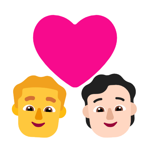 Casal com coração: homem, pessoa, sem tom de pele, tom de pele claro para Microsoft Windows 11 24H2 August 2025 Update