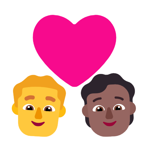 Casal com coração: homem, pessoa, sem tom de pele, tom de pele médio-escuro para Microsoft Windows 11 24H2 August 2025 Update