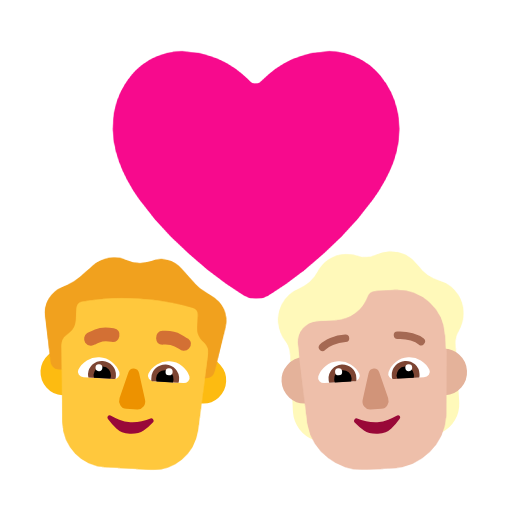 Casal com coração: homem, pessoa, sem tom de pele, tom de pele médio-claro para Microsoft Windows 11 24H2 August 2025 Update