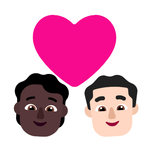 Casal com coração: Pessoa, Homem, Tom de pele escuro, Tom de pele claro para Microsoft Windows 11 24H2 August 2025 Update