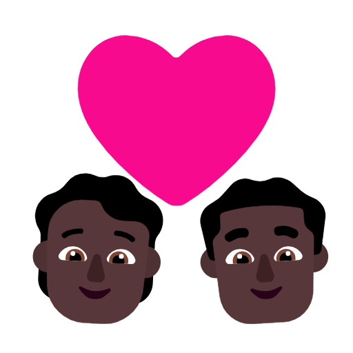 Пара з серцем: людина, чоловік, темний Тон шкіри для Microsoft Windows 11 24H2 August 2025 Update