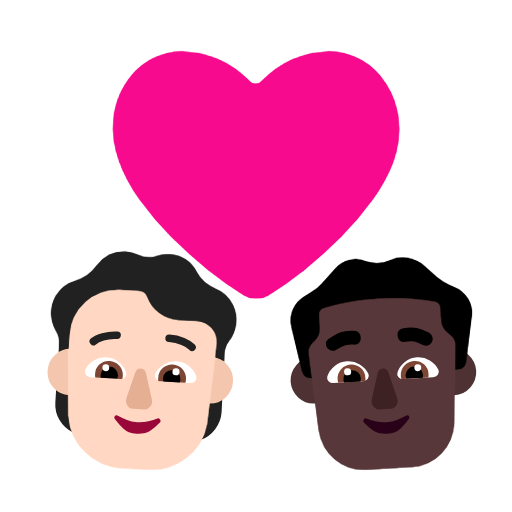 Casal com coração: Pessoa, Homem, Tom de pele claro, Tom de pele escuro para Microsoft Windows 11 24H2 August 2025 Update